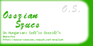 osszian szucs business card