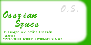 osszian szucs business card